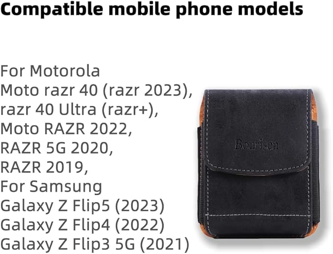 Universal Phone Holster Phone Pouch Case Belt Clip Belt Loops Card Slot Faux Leather for Man for Samsung Galaxy Z Flip 5/4/3 Motorola Razr Plus Razr+ 2023 (Black&Yellow, XS(3.7"x3.1"x1.1"))