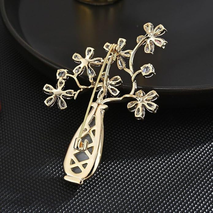 Rhinestone Flower Brooch Austrian Crystal Flower Pin 18k Gold Plated Floral Brooch Lapel Pin Jewelry Mother's Day Birthday Gifts for Mom Wife