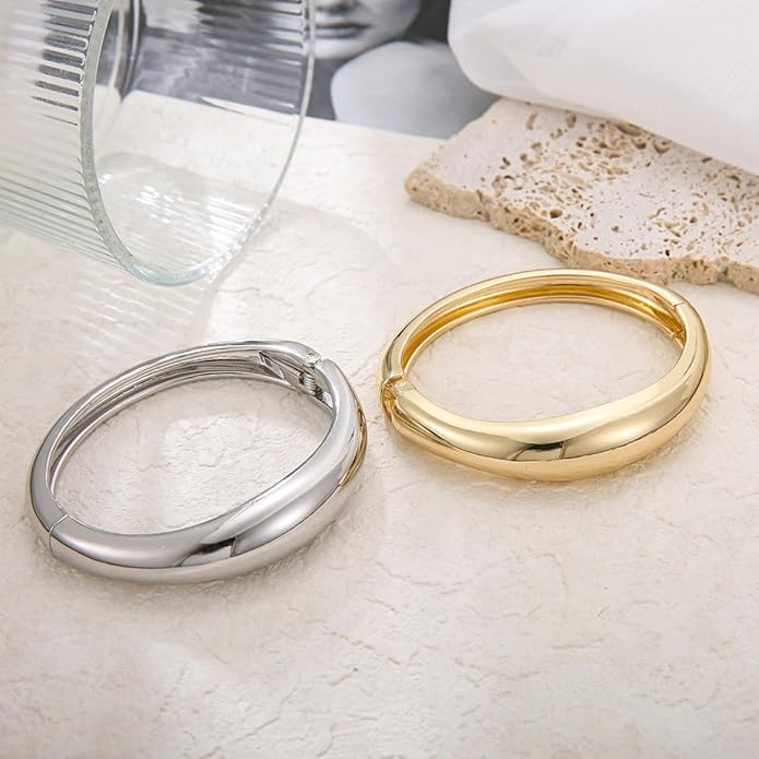 Gold/Silver Cuff Bangle Bracelets For Women Chunky Waterdrop Twisted Hinged Bangle Bracelets Minimalist Arm Cuff Bracelet Jewelry Gifts