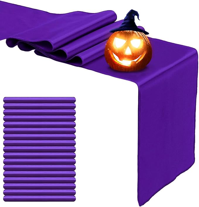 20 Pack Satin Table Runner 12 x 108 Inch Long,Satin Silk Table Runner for Wedding,Birthday Party and Banquet Decoration,Purple