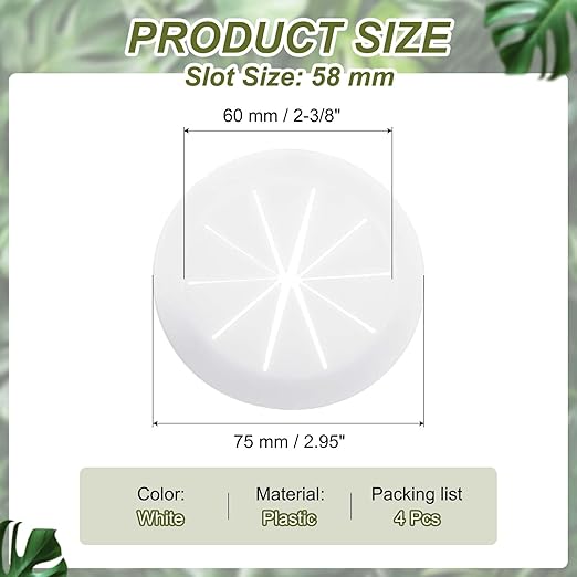 PATIKIL Desk Grommet 2-3/8", 4 Pcs Round Cable Grommet Cord Hole Cover with Adhesive Tape Flexible Table Wire Organizer for Office Home Table Countertop, White