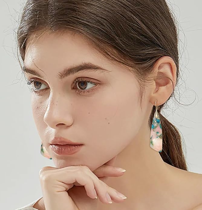 Natural Stone Earrings for Women Boho Triangles Dangle Drop Earrings