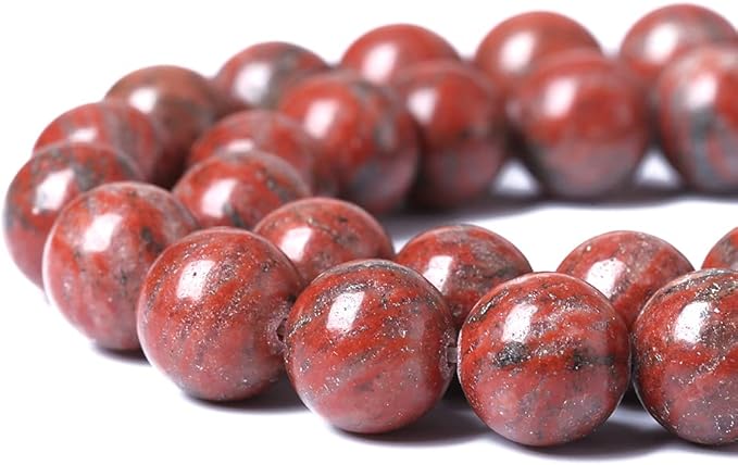 90pcs 4mm Natural Red Seasame Jasper Gemstone Beads Round Loose Spacer Beads for Jewelry Making DIY Bracelets Necklaces 15" (4mm, Red Seasame Jasper)