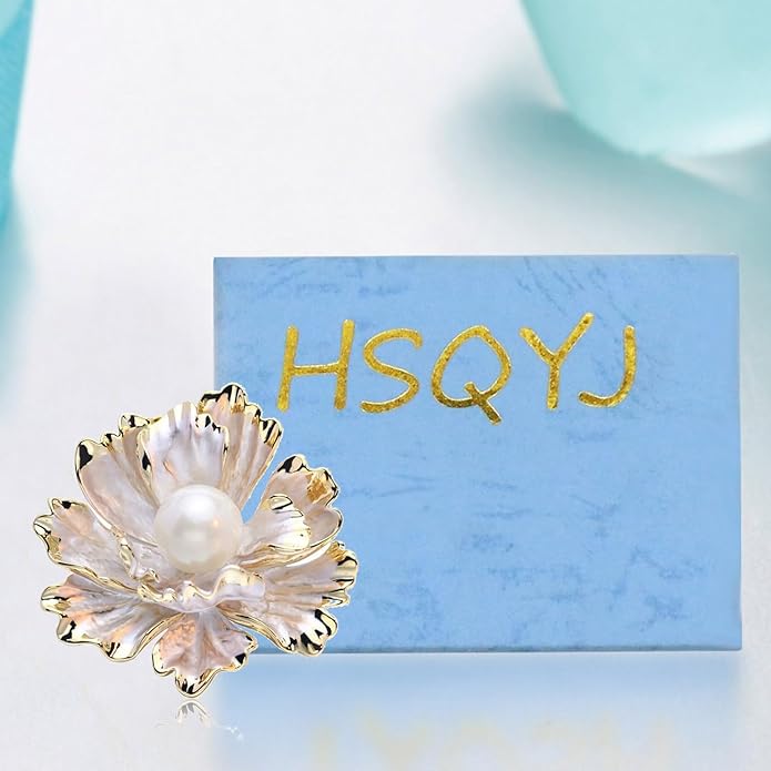 Crystal Pearl Flower Brooches Pins Fashion Beautiful Created Rhinestone Floral Brooch Good Idea for Party Dance Wedding Banquet for Elegant Women Girl
