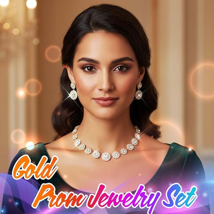 Unicra Bridal Wedding Jewelry Set Silver Rhinestone Necklace Earrings Sets Formal Costume Jewelry for Women and Brides