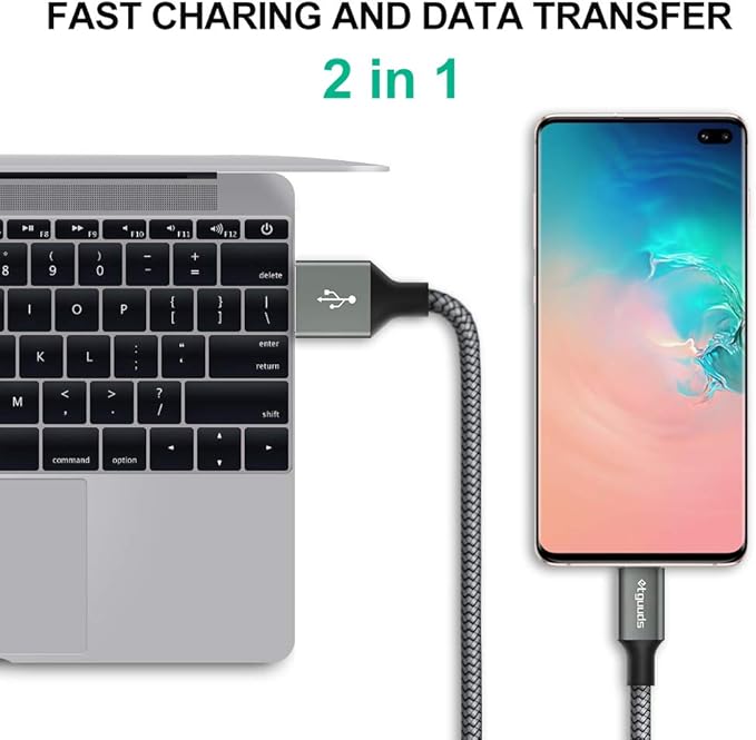 etguuds 6ft USB A to USB C Cable 3A Fast Charging, 2-Pack USB A to USB Type C Charger Cord for iPhone 16 15 Pro/Pro Max/Plus, for Samsung Galaxy S24 S23 S22 S21 S20 S10 A55 A54 Flip Note, Moto, Gray