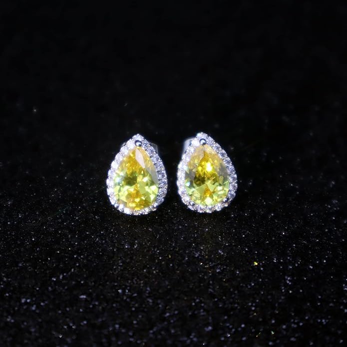 YOMELA Cubic Zirconia Earrings Studs, Halo CZ Birthstone Simulated Diamond Stud Earrings for Women