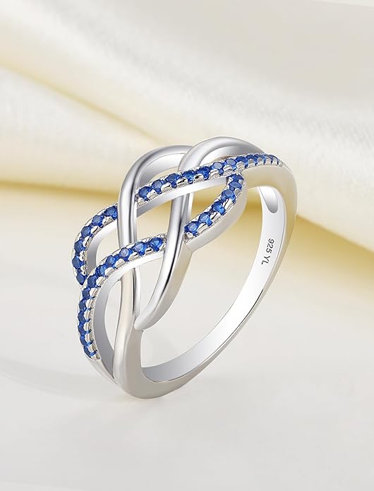 YL Celtic Knot Rings 925 Sterling Silver Twisted Knot Ring Birthstone Infinity Statement Jewelry for Women-size5