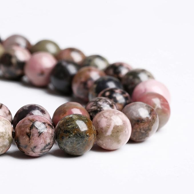12MM 30PCS Natural Stone Black Stripe Rhodochrosite Gemstone Beads for Jewelry Making DIY Bracelet Necklace Semi Precious Crystal Beads