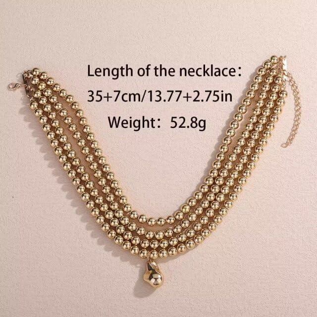 4 Tier Boho Women Multilayer 1920s Necklace Chunky Dainty Beads Layered Choker Necklaces Handmade Beads Fashion Chunky Pendant Multilayer Adjustable Layering Chain Necklaces for Women
