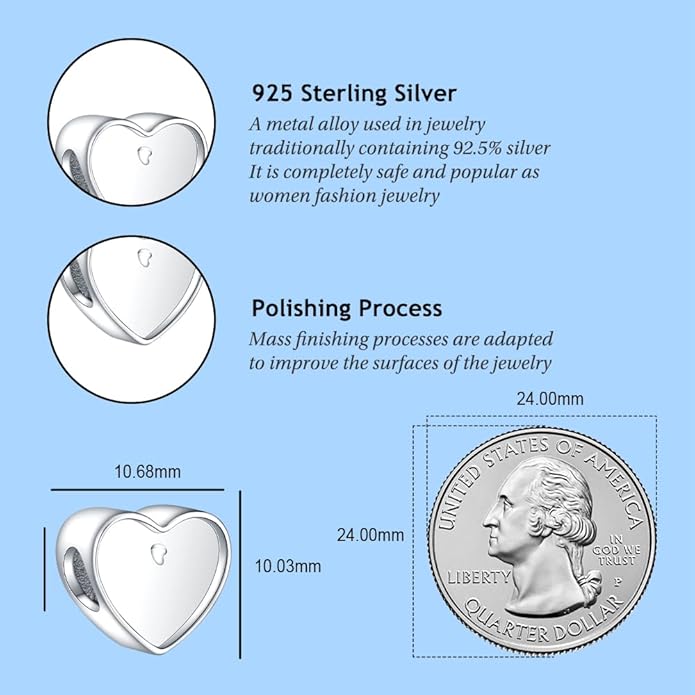 Annmors Personalized Photo Charm for Bracelet Necklaces,925 Sterling Silver Charm Love Heart Shaped Engraved Customize Picture Gift for Birthday Mother's Day Christmas,Bead Charms Jewelry for Women