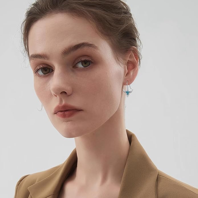 Western Earrings for Women 925 Sterling Silver Turquoise Western Country Dangle Drop Earrings Country Jewelry Gifts for Cowgirl Cowboy