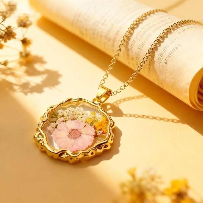 Birth Flower Necklace,1-12 Birth Month Flower Handmade Pendant Necklaces for Women Personalized Custom Floral Jewelry,Boho jewelry,Birthday Gift for Women Girls Best Friend