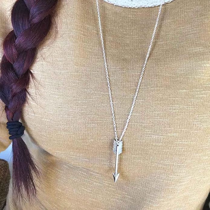 Long Necklaces for Women - Fashion Pendant Necklace Jewelry, Silver Bar Feather Circle Leaf Lock Tassel Y Necklace Jewelry Set for Girls