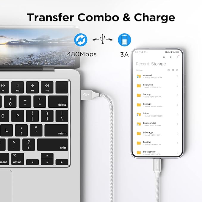 etguuds 4ft USB A to USB C Cable 3A Fast Charging, 2-Pack USB A to USB Type C Charger Cord for iPhone 16 15 Pro/Pro Max/Plus, for Samsung Galaxy S24 S23 S22 S21 S20 S10 A55 A54 Flip Note, Moto, White
