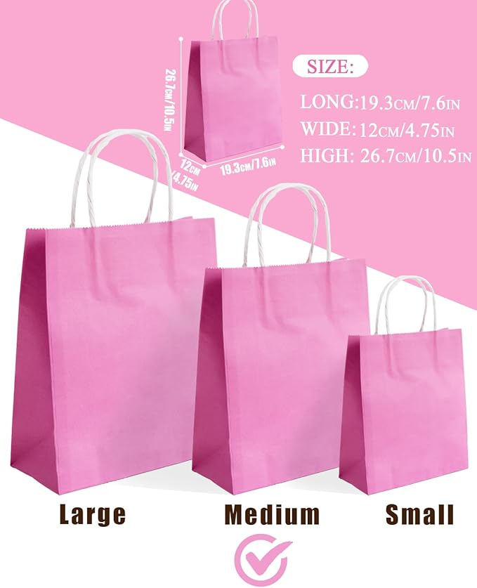 qiqee 48PCS Medium Gift Bag with Handles Bulk 11"x5"x8" Gift Bags 24 Different Senior Color Bags Multiple Uses (Medium Size)