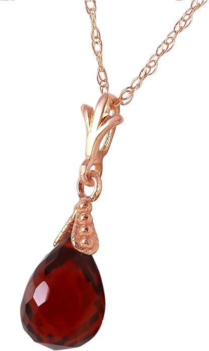 Galaxy Gold GG 14k Solid Gold Jewelry Set: Natural Briolette Garnet Pendant Necklace and Dangle Earrings