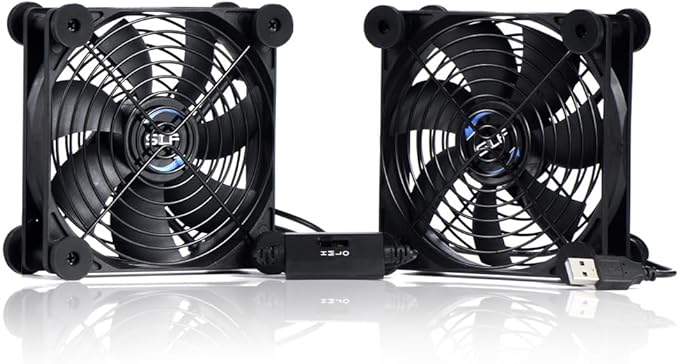 USB Dual 120mm Quiet Fan, 5V USB Portable Cooling Fan for Flat Panel TV Receiver Router DVR PlayStation Xbox Computer Cabinet Cooler