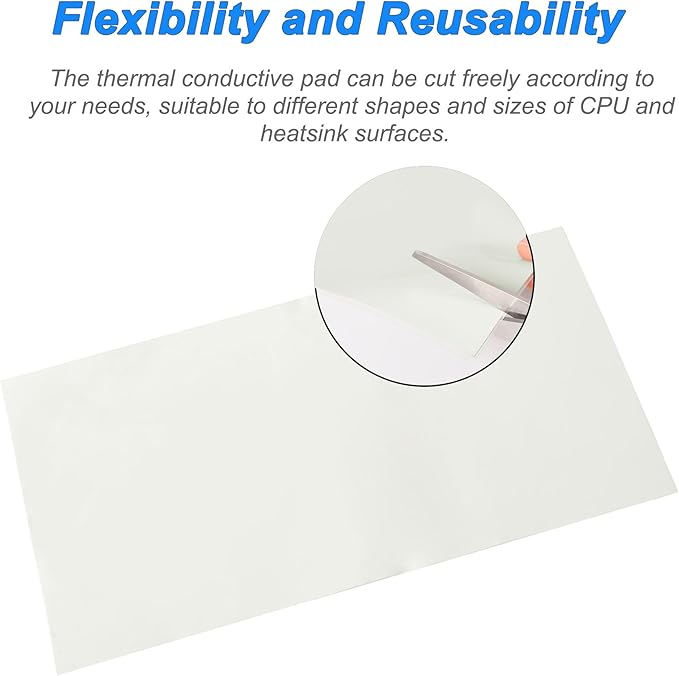 uxcell 1 Pack Thermal Pad, 400 x 205 x 0.5mm Highly Efficient CPU Thermal Conductive Pad, Heat Dissipation Silicone Thermal Pad for Laptop Heatsink CPU GPU SSD IC LED Cooler