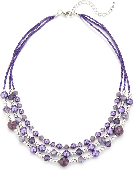 Noessla Beaded Statement Necklaces for Women Layered Chunky Bead Necklace Fashion Costume Jewelry Gifts for Mom