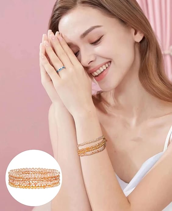 Noessla Beaded Boho Stretch Bracelet Colorful Stackable Crystal Beads Bracelets Trendy Costume Jewelry Mothers Day Gifts for Women