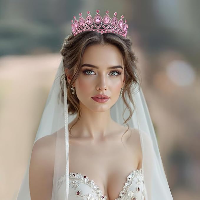 FORSEVEN Crystal Tiaras and Crowns for Women - Wedding and Birthday Party Princess Crown Hair Accessories - Bride Rhinestone Headband Halloween Decorations Hairband
