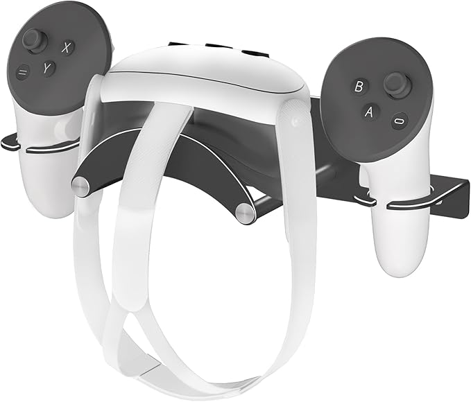 VR Headset Wall Mount Storage Stand Hook Compatible with Meta Quest 3/Meta Quest 3S/Quest Pro/Quest 2 Metal VR Headset Hook Storage Rack Holder(Aluminum Alloy-Black)