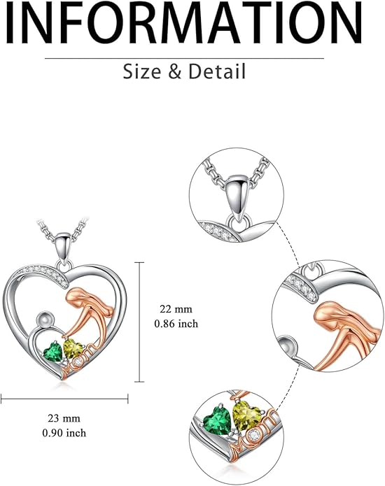 Valentines Day Gift for Mom Mother Daughter Necklace Birthstone Necklaces for Women Anniversary Jewelry Valentine Mothers Day Christmas Birthday Gifts for Mom Women Her Wife Girlfriend
