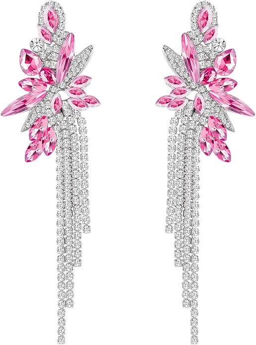 mecresh Marquise Crystal Bridal Chandelier Dangle Drop Earrings Ladies Gifts in Silver/Gold Tone