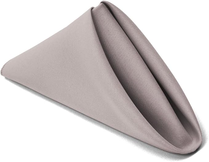 TableLinensforLess 17"x17" Polyester Cloth Napkins, Set of 6 (Silver) | Easy-Care, No-Iron Finish, Superior Color Retention, Machine Washable