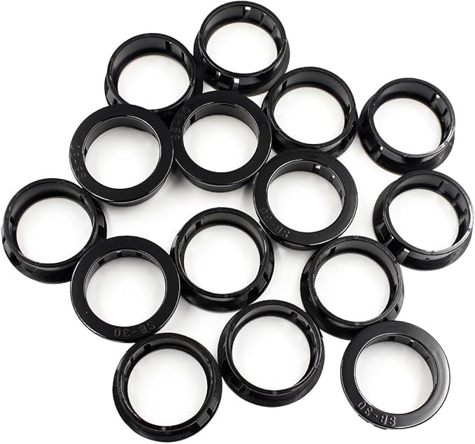 1-3/16"(30mm) Black Snap-in Knockout Insulating Bushing Grommets, Plastic Cable Hole Grommets for Wiring, Round Nylon Snap in Locking Electrical Wire Cord Hose Tubing Bushings Grommets, 15pcs