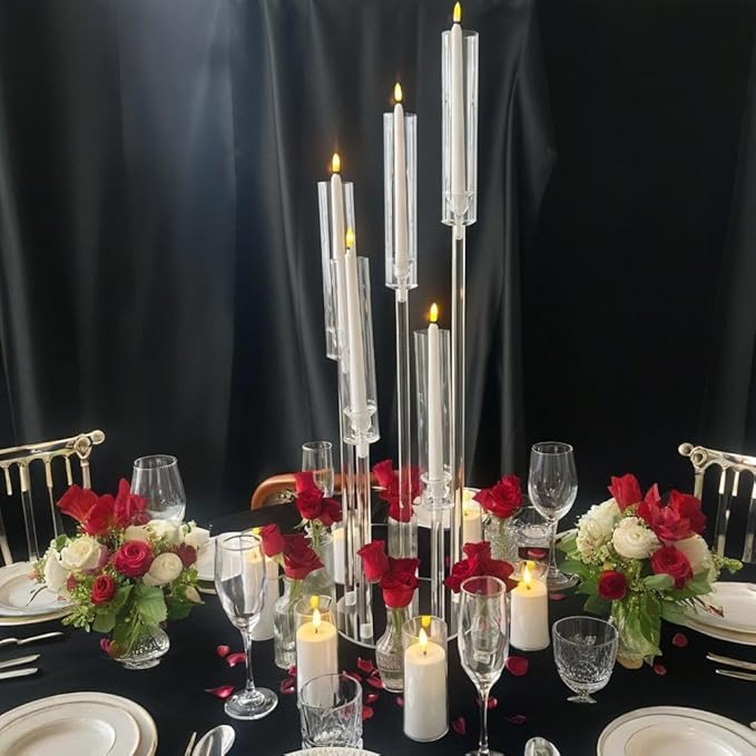 35inch 1pc Acrylic Candelabra Centerpieces for Tables 5 Arms Wedding centerpieces for Decorations