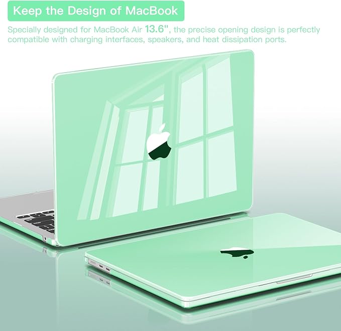 CISSOOK Compatible with MacBook Air 13.6 inch Case 2022 2024 2025 Release A2681 A3113 A3240, Plastic Hard Shell Case with USB Adapter for MacBook Air 13 inch M2 M3 M4 Chip, Clear Green
