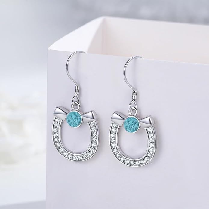 Western Earrings for Women 925 Sterling Silver Turquoise Western Country Dangle Drop Earrings Country Jewelry Gifts for Cowgirl Cowboy
