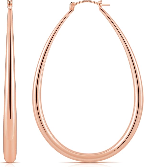 Gacimy Chunky Hoop Earrings for Women, 14K Gold Plated Oval Hoop Earrings with 925 Sterling Silver Post