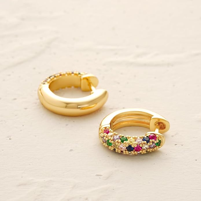 MYEARS Women Earrings Gold Huggie Hoop Ear Stud Cuff 14K Small Simple Hypoallergenic Everyday Jewelry