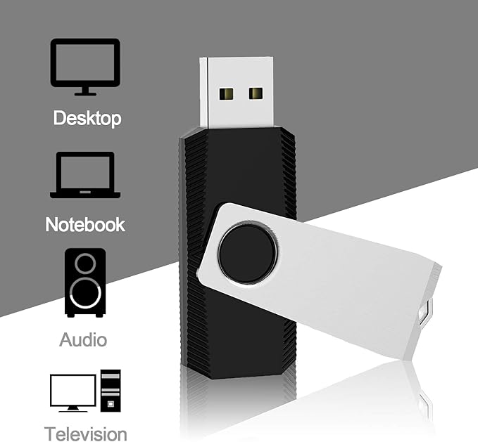 KEXIN 10 Pack 32GB USB Flash Drive Bulk Flash Drive Thumb Drive Memory Stick USB 2.0 Flash Drive Swivel Drive Black (32 GB, Black 10 Pack)