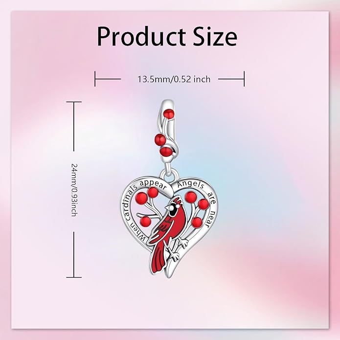Birthday Fashion Love Heart Dangle Charm 925 Sterling Silver Charms fits Bracelets and Necklace Pendant Bead Charms Jewelry Present for Women Family Friends