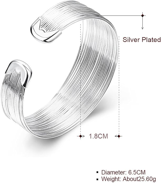 Chunky Bangle Bracelet for Women 925 Sterling Silver Bracelets Handmade Cuff Bangle Bracelets Adjustable Jewelry Fashion Simple Open Bangles