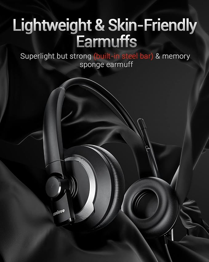 EH05-U Wired USB Headset with Noise Cancelling Microphone for PC Laptop - Headphones with In-Line Control, Lightweight, Enhanced Sound & MIC Mute
