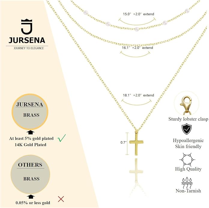 Layered Gold Necklaces for Women, Stackable 14K Gold Plated Necklace, Dainty Cross/Circle/Heart Pendant layered Necklace, Adjustable Dainty Gold/Silver Necklace Jewelry Set for Women