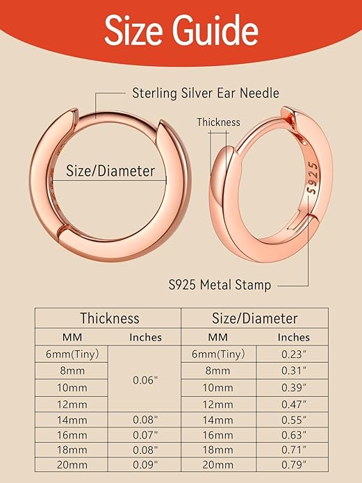 FaithHeart Sterling Silver Hoop Earrings for Women, Hypoallergenic Huggie Hoop Earrings Lightweight Small Cartilage Earrings Hoop Earring Dainty Everyday Earrings 6/8/10/12/14/15/16/18/20mm