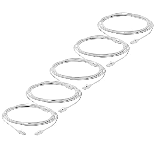 TRUECABLE Cat6 Component Rated Patch Cable, Unshielded (U/UTP), 14ft, White, 28AWG Solid Copper, Snagless 10G High-Speed Ethernet Cable, PoE++ 4PPoE 100W, UL Listed, RoHS-3, 5 Pack