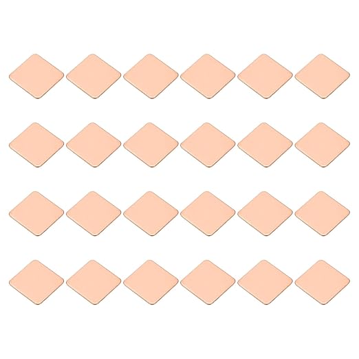 PATIKIL Copper Heatsink Pad Shims, 24 Pcs 20x20x1mm Copper Pad Shim IC Chipset GPU CPU Thermal Heatsink for Cooling Laptop Desktop Computer