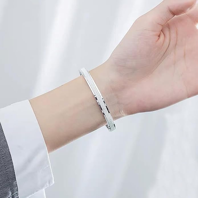 Chunky Bangle Bracelet for Women 925 Sterling Silver Bracelets Handmade Cuff Bangle Bracelets Adjustable Jewelry Fashion Simple Open Bangles