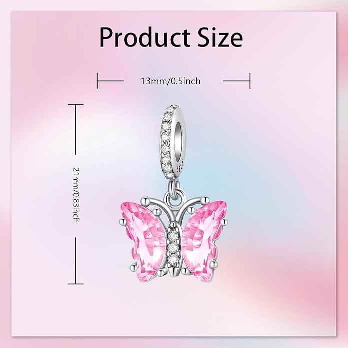 Birthday Fashion Love Heart Dangle Charm 925 Sterling Silver Charms fits Bracelets and Necklace Pendant Bead Charms Jewelry Present for Women Family Friends
