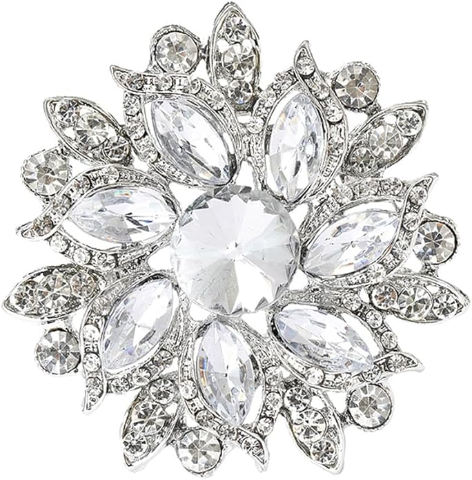 Rhinestone Flower Brooch for Women Vintage Crystal Flower Brooch Pin Elegant Clothing Hat Bag Accessories Christmas Birthday Party Wedding Costume Jewelry