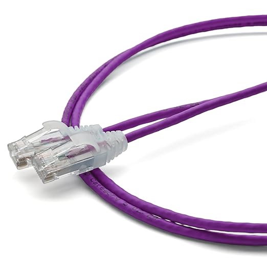 TRUECABLE Cat6 Component Rated Patch Cable, Unshielded (U/UTP), 3ft, Purple, 28AWG Solid Copper, Snagless 10G High-Speed Ethernet Cable, PoE++ 4PPoE 100W, UL Listed, RoHS-3, 1 Pack