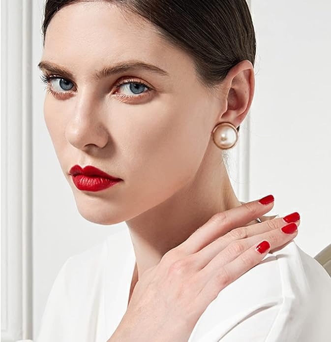 Pearl Clip on Earrings for Women Drop Clip Earrings for Women Gold Plated White Imitation Pearl Earrings Fashion