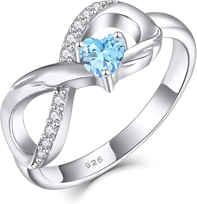 STARCHENIE Infinity Promise Ring 925 Sterling Silver Angel Wings Heart Ring for Women Size 5-10